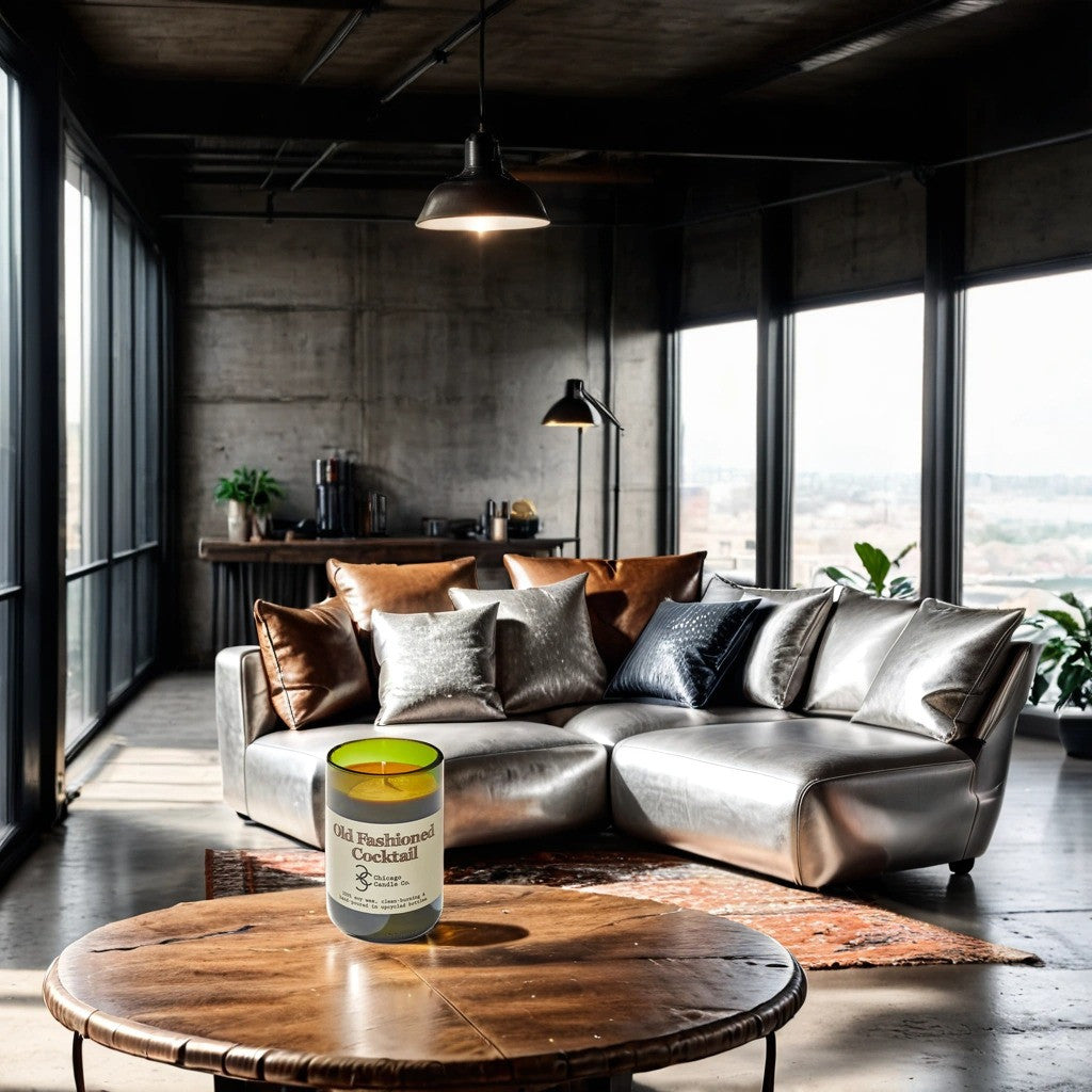 Chicago Candle Co Old Fashioned Cocktail Candle - Green Wine Bottle - Lifestyle