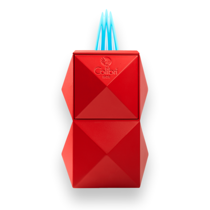 Colibri Quasar Torch Flame Triple Jet Tabletop Cigar Lighter - Red - Flame