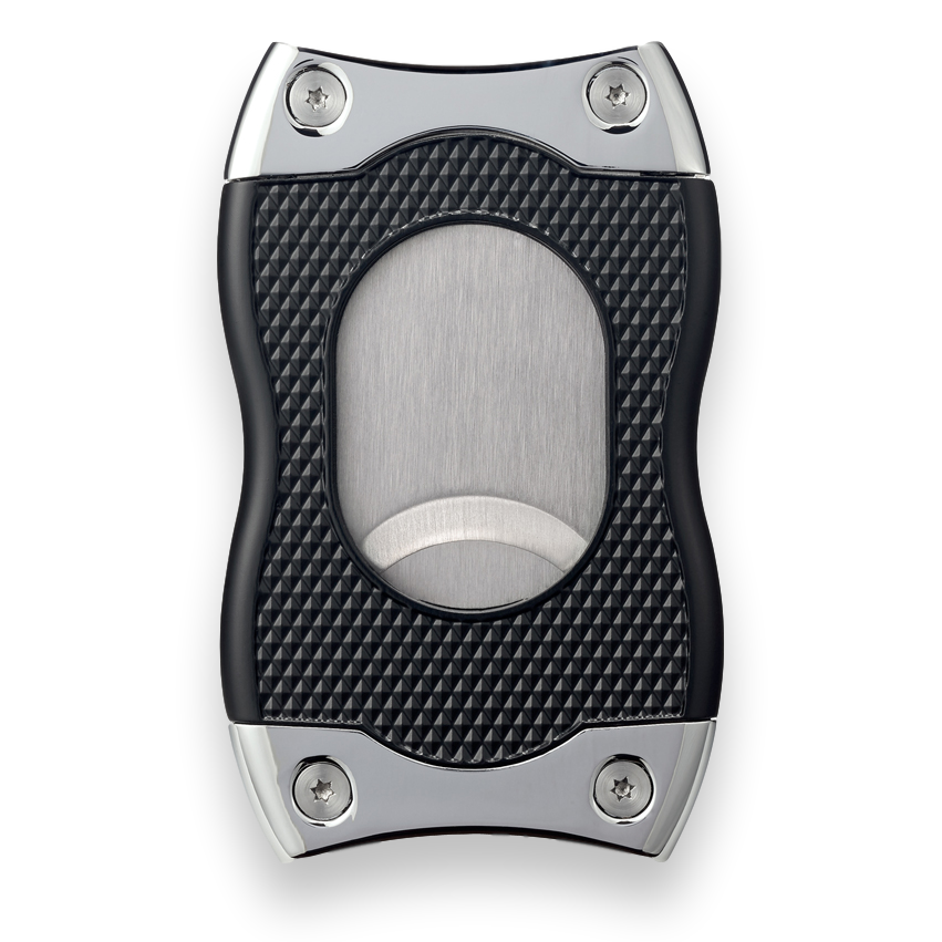 Colibri SV-Cut Cigar Cutter with Straight and V-Cut - Black and Chrome - Exterior Back