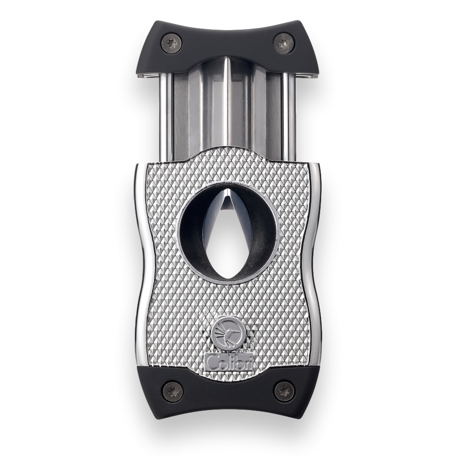 Colibri SV-Cut Cigar Cutter with Straight and V-Cut - Chrome and Black - Interior S-Cut