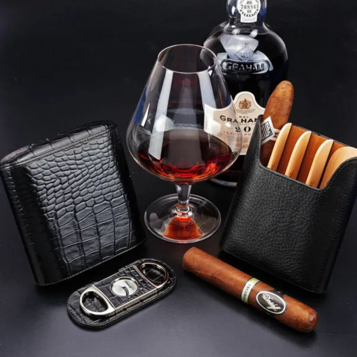 Brizard & Co Double Guillotine Crocodile Black Double Blade Cigar Cutter - Collection