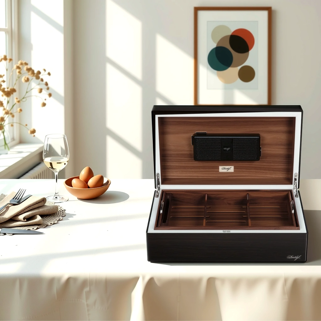 Davidoff Air De Famille Series II Smoked Oak Ambassador Brilliant 80-Cigar Desktop Humidors - Lifestyle