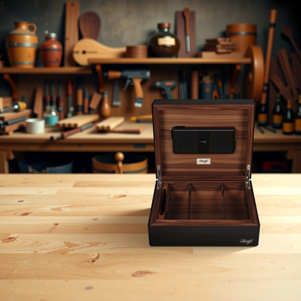 Davidoff Air De Famille Series II Smoked Oak Primos Brilliant 35-Cigar Desktop Humidors - Lifestyle