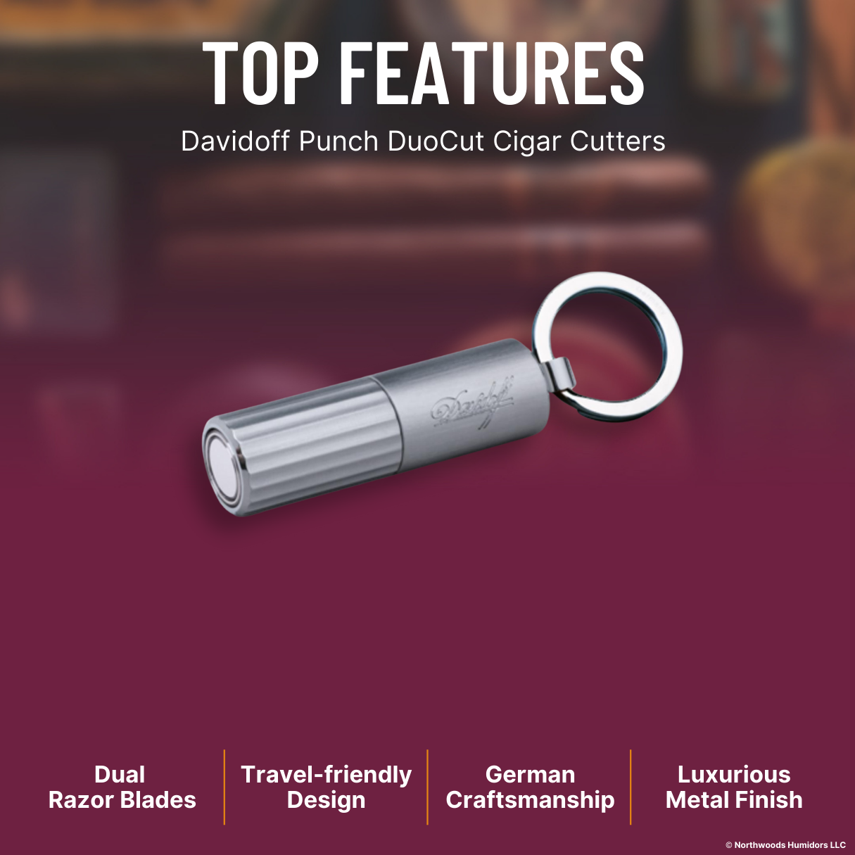 Davidoff Punch DuoCut Cigar Cutters - Stainless steel Brus - Top Features
