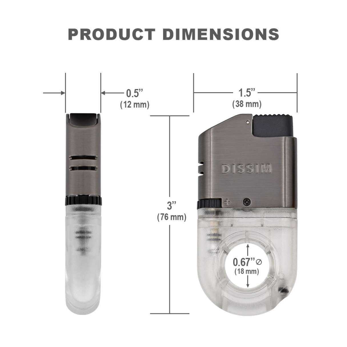 Dissim Sport Inverted Torch Flame Cigar Lighter - Black - Top Features2