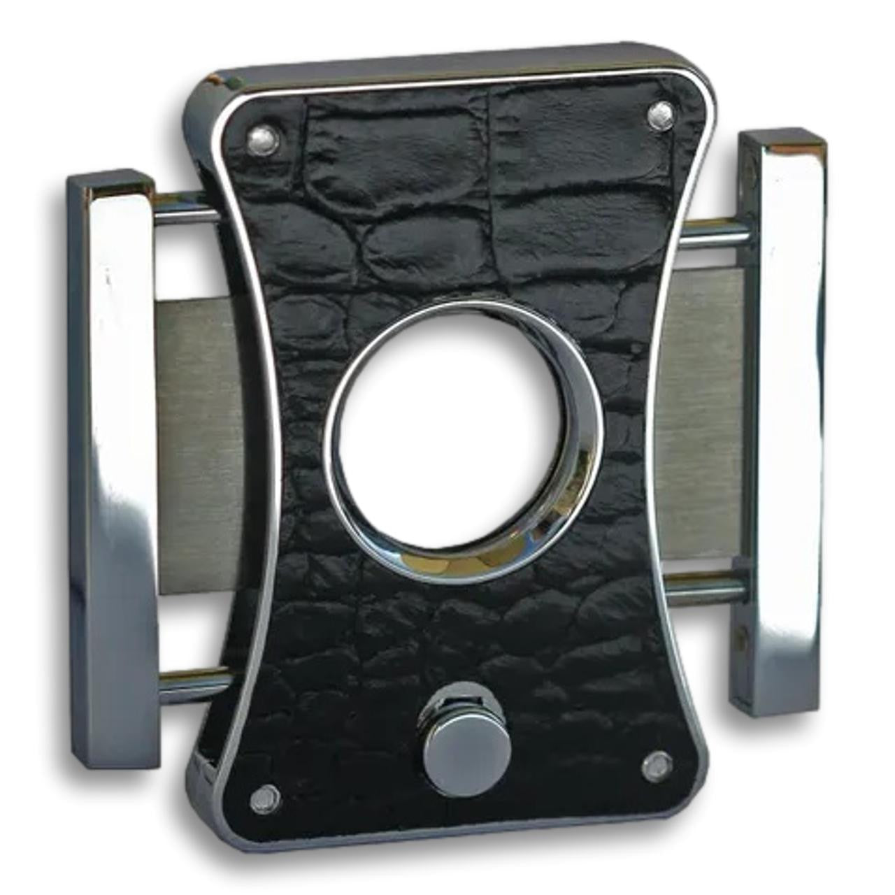 Brizard & Co Elite Crocodile Black Double Blade Cigar Cutter - Cutter Opened