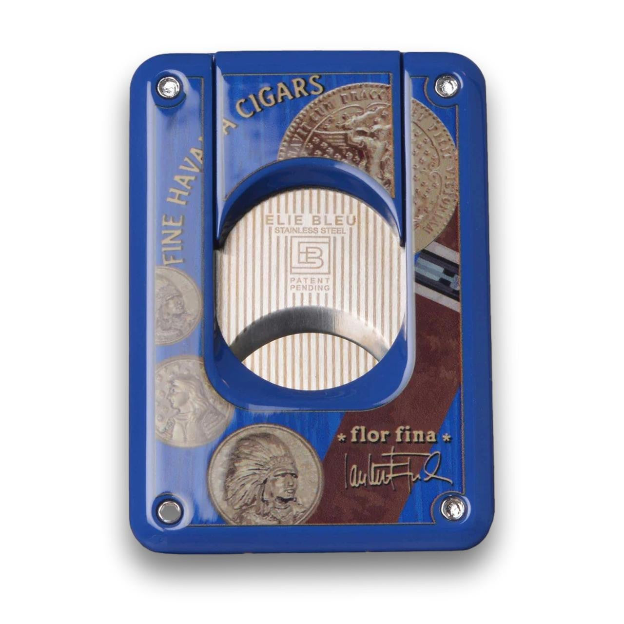 Elie Bleu Medals EBC4 Double Blade Cigar Cutters - Blue - Back Side