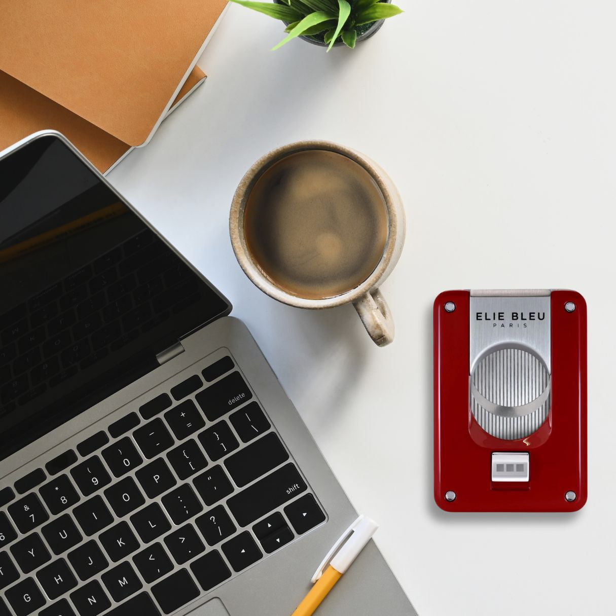 Elie Bleu Lacquer EBC4 Double Blade Cigar Cutters - Red -Flatlay