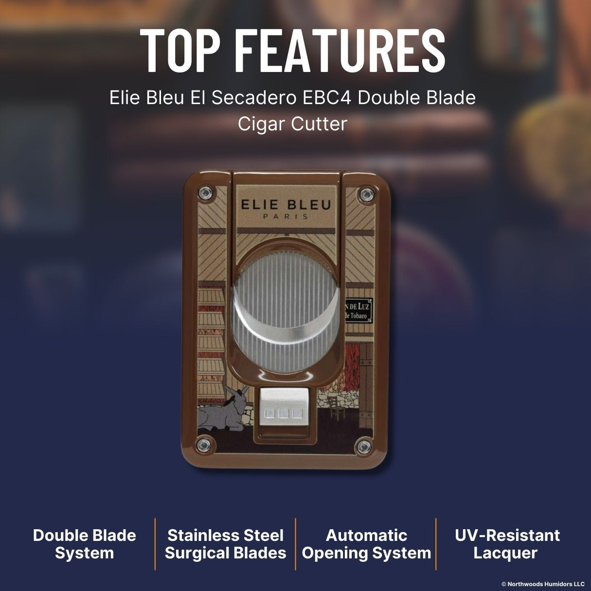 Elie Bleu El Secadero EBC4 Double Blade Cigar Cutter - Top Features