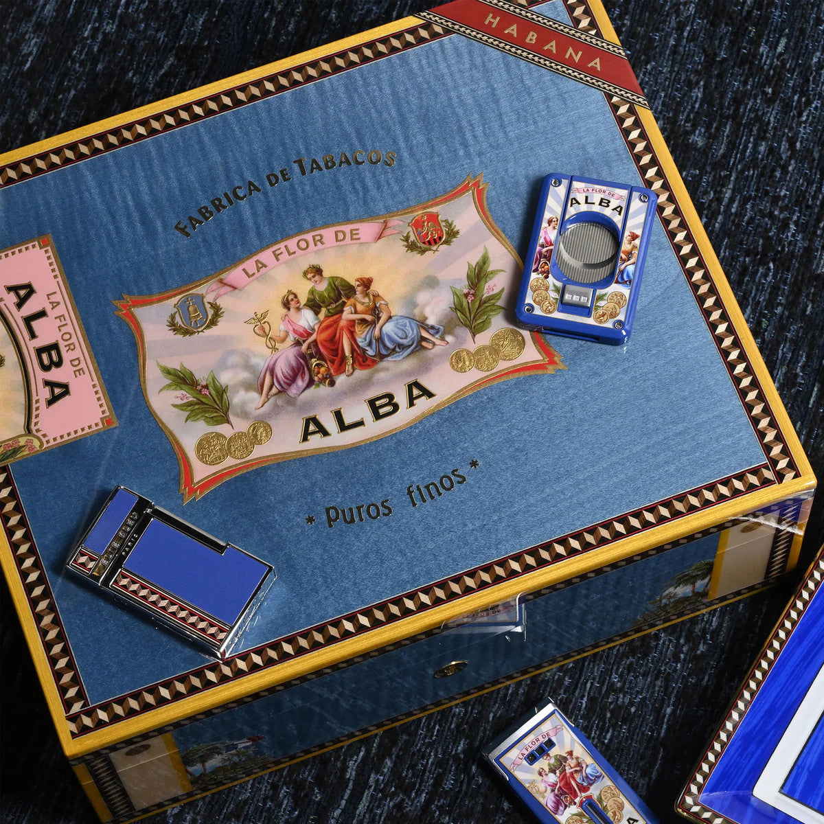 Elie Bleu La Flor de Alba J-14 Torch Flame Single Jet Cigar Lighter - Product Gift Box -2