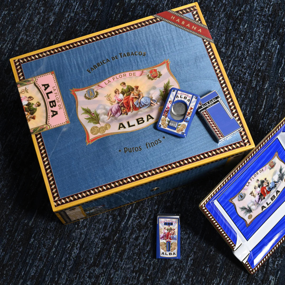 Elie Bleu La Flor De Alba J-15 Torch Flame Single Jet Cigar Lighter - Blue - Flat Lay
