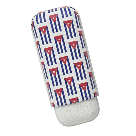 Elie Bleu Small Cubana Flags Leather 2-Finger Soft Cigar Case - Main Image