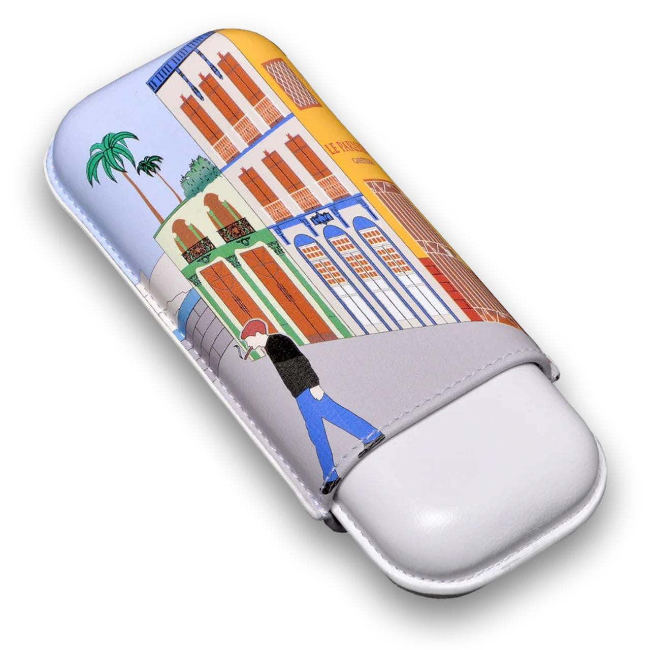 Elie Bleu Casa Cubana Le Parisien Leather 2-Finger Soft Cigar Case - Back Side