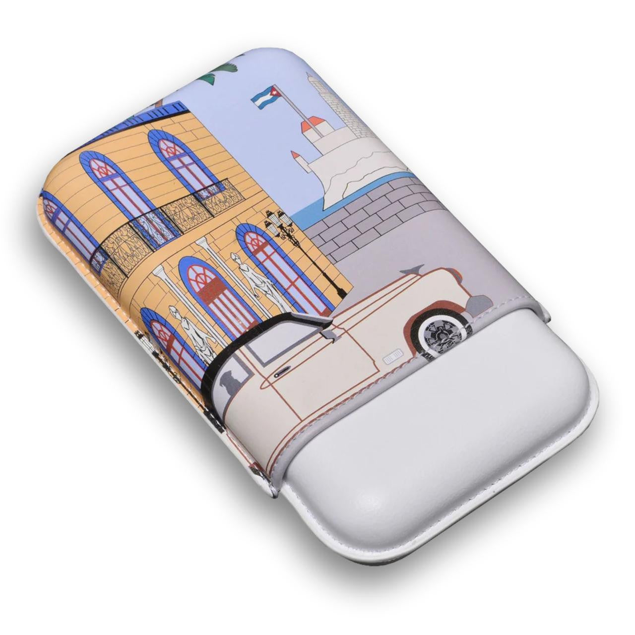 Elie Bleu Casa Cubana Le Parisien Leather 3-Finger Soft Cigar Case - Back Side