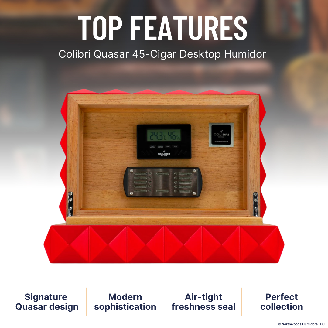 Colibri Quasar 45-Cigar Desktop Humidors - Red - Top Features