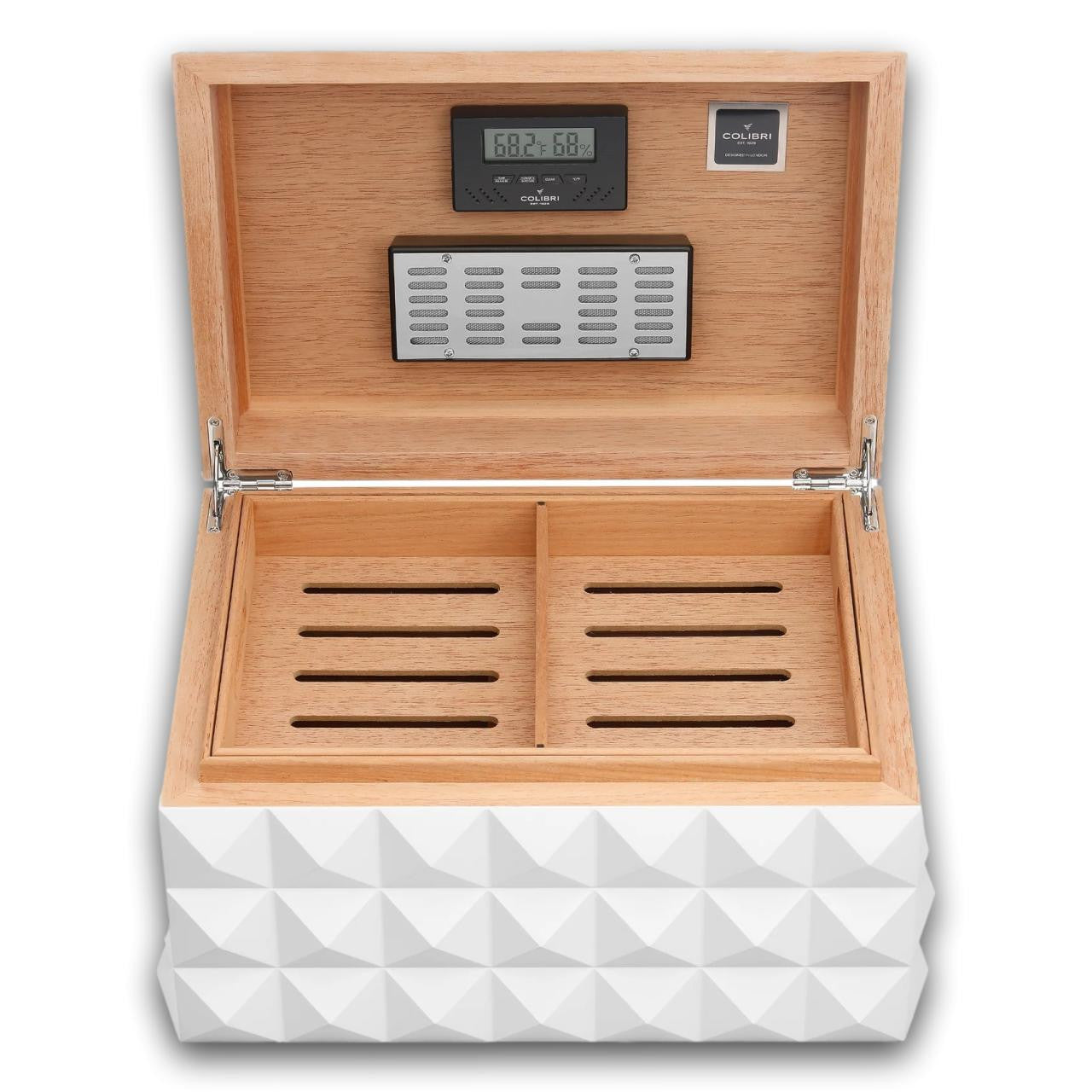 Colibri Grand 175-Cigar Desktop Humidors - White - Lid Open