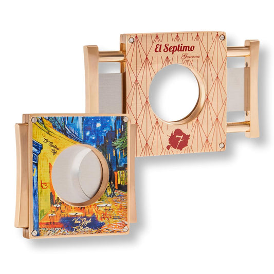 El Septimo Luxury Guillotine Double Blade Cigar Cutters - Sacred Arts Van Gogh - Main Image - Front and Back Details