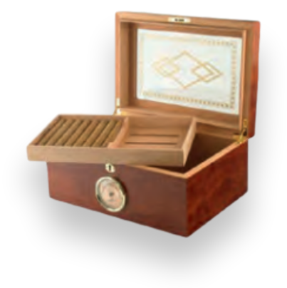 Humidor Supreme Bally II 100-Cigar Desktop Humidor - Mahogany - Exterior Front
