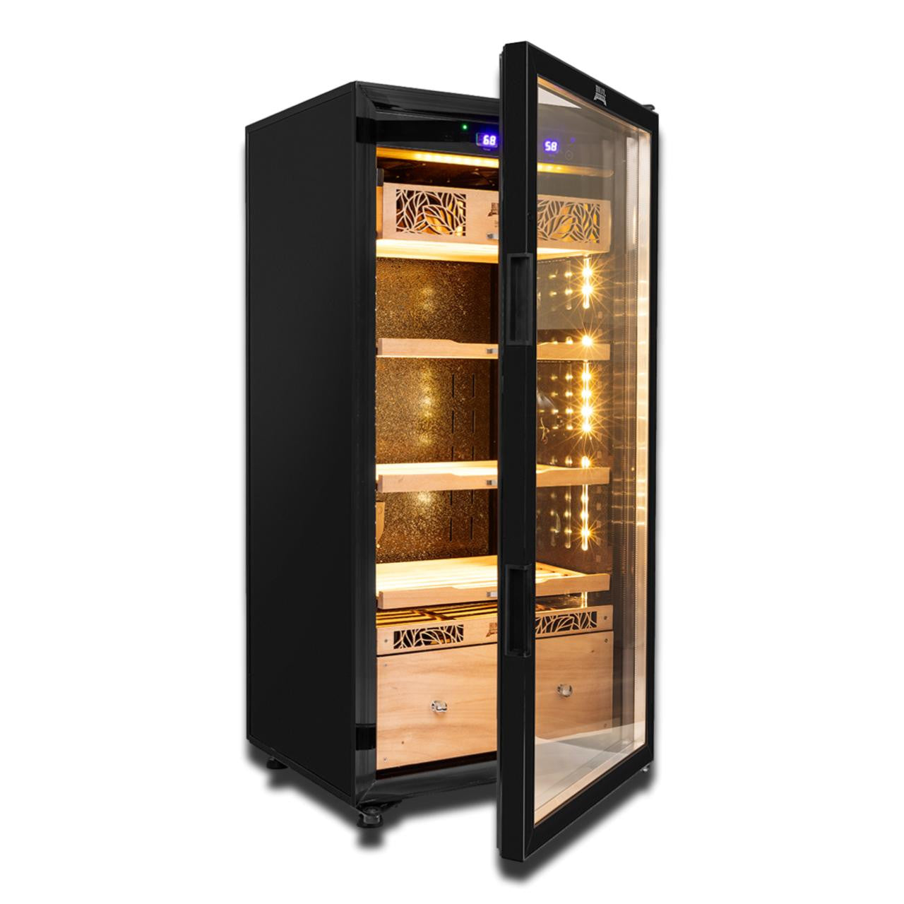 Humidor Supreme Temperature and Humidity Controlled 1,500-Cigar Electric Humidor - Open Door