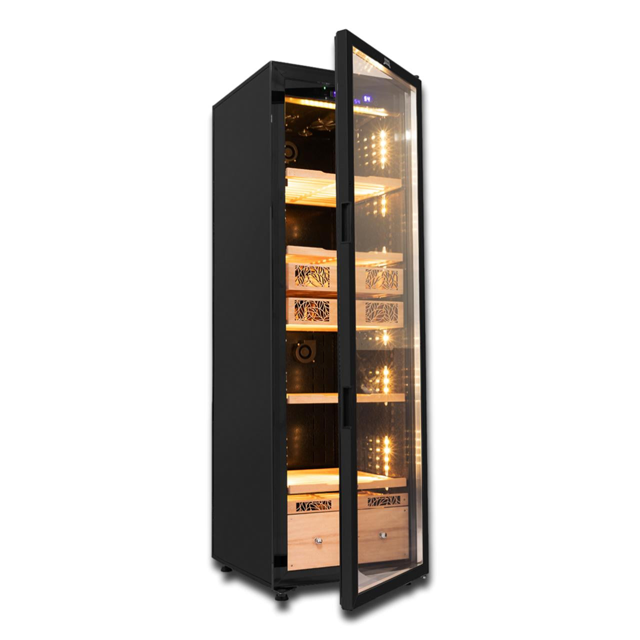 Humidor Supreme Temperature and Humidity Controlled 2,500-Cigar Electric Humidor - Door Open