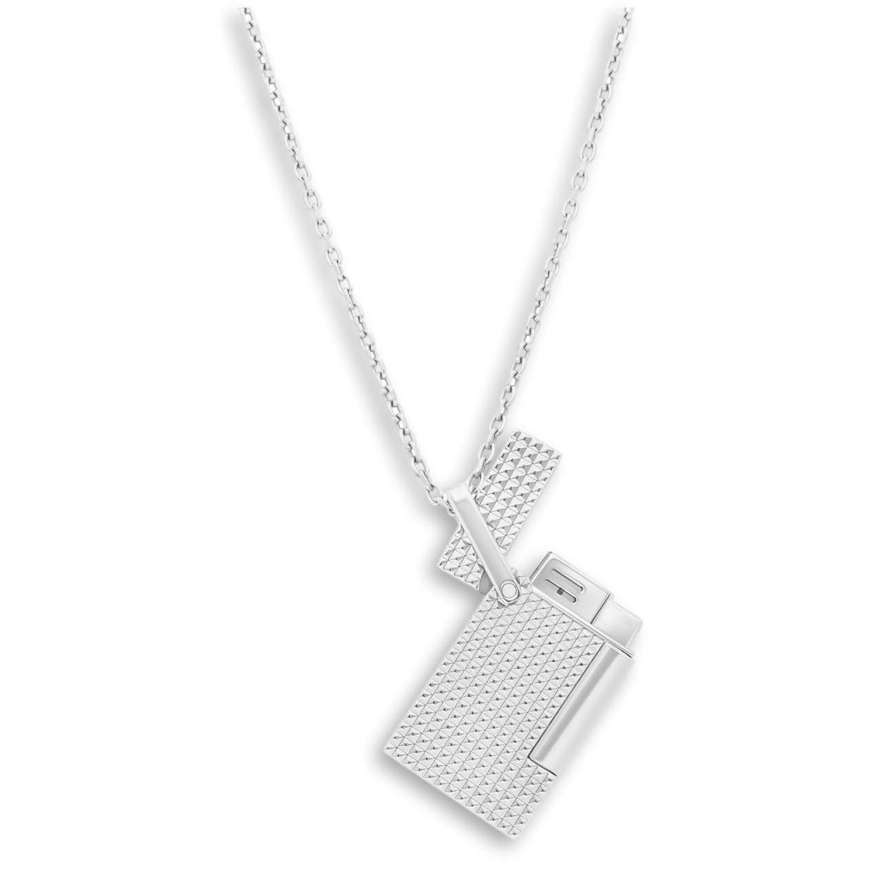 S.T. Dupont Line 2 Necklace Soft Flame Cigar Lighter - Silver - Lid Flipped Open