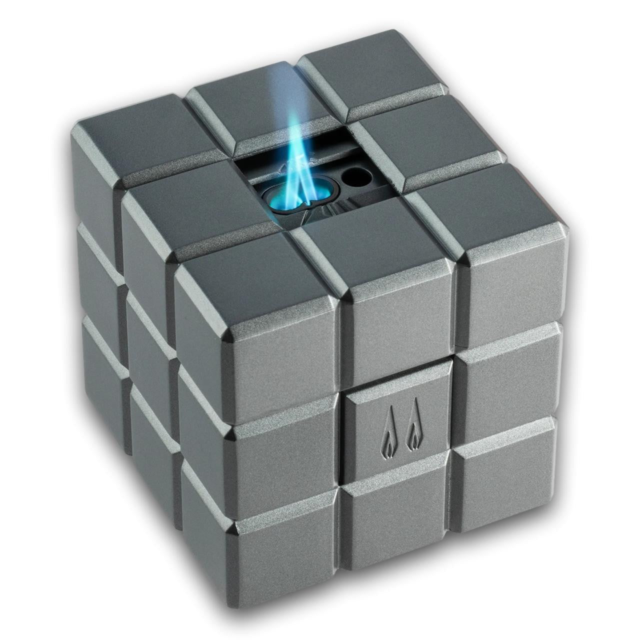 Colibri Heritage Cube Dual Soft and Torch Flame Tabletop Cigar Lighters - Charcoal - Flame