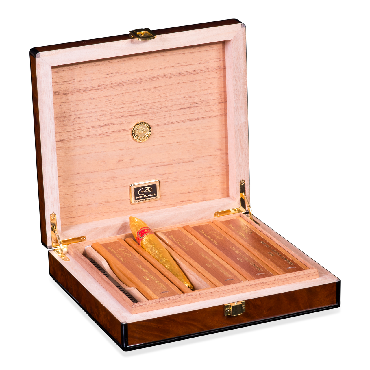 Daniel Marshall Slim Travel Humidor - Precious Burl Wood (DM-HUM-BURL-TRVL)