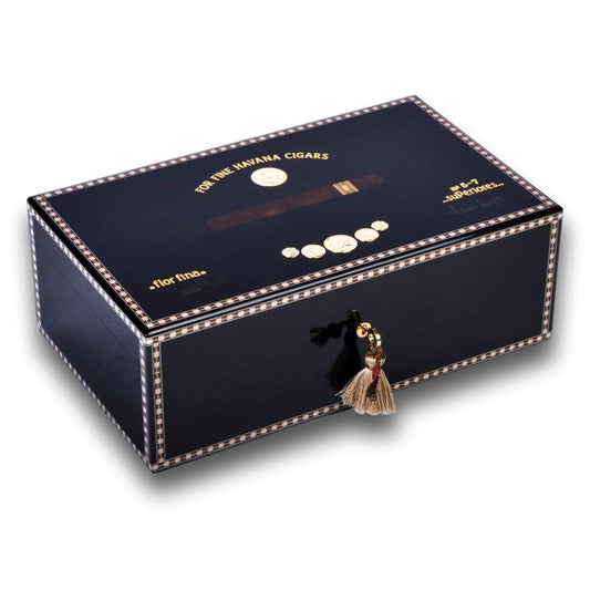 Elie Bleu Medals 120-Cigar Desktop Humidor - Black - Main Image - Front