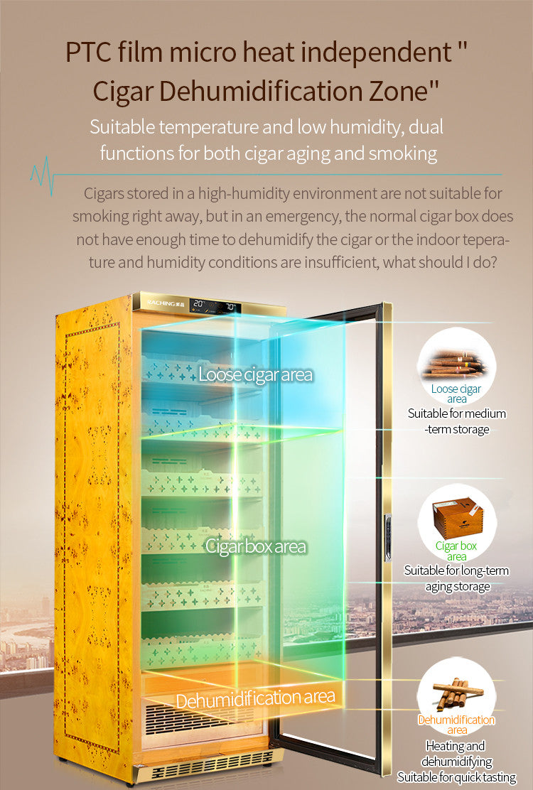 Raching MON2800A Climate Control Gold Burl 1,500-Cigar Electric Humidor Specifications