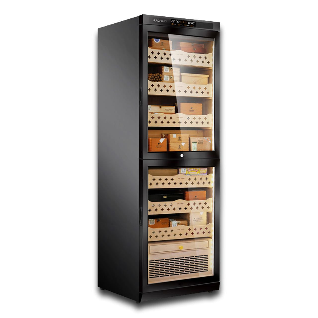 Raching MON3800B Climate Control Black Wood 1,800-Cigar Electric Humidor - Main Image