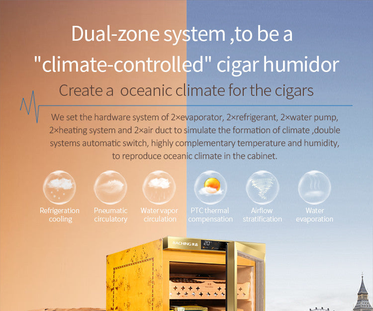 Raching MON800A Climate Control Black Wood 600-Cigar Electric Humidor Specifications