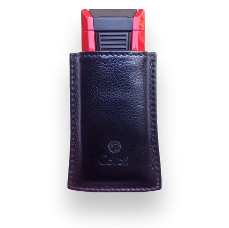 Colibri Leather Case For Lighter Or Cutter - Large (CR-CTC-CRRY-L-BK) Exterior with Lighter Front