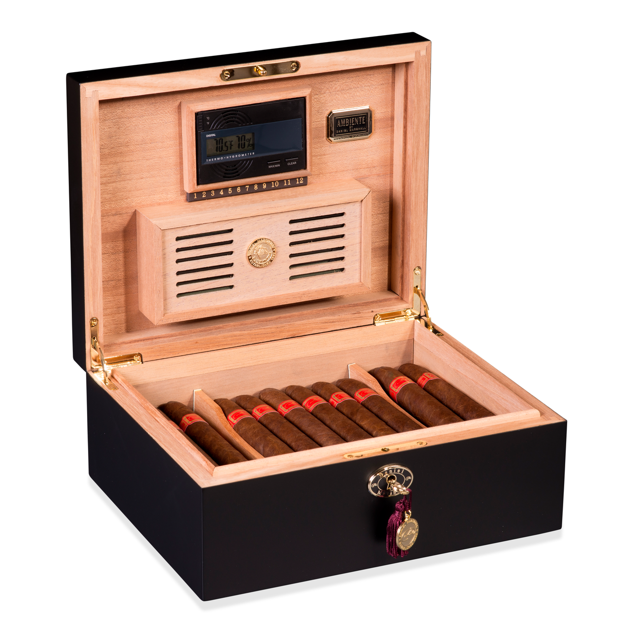 Daniel Marshall 20065 Ambiente 65-Cigar Humidor - Matte Black