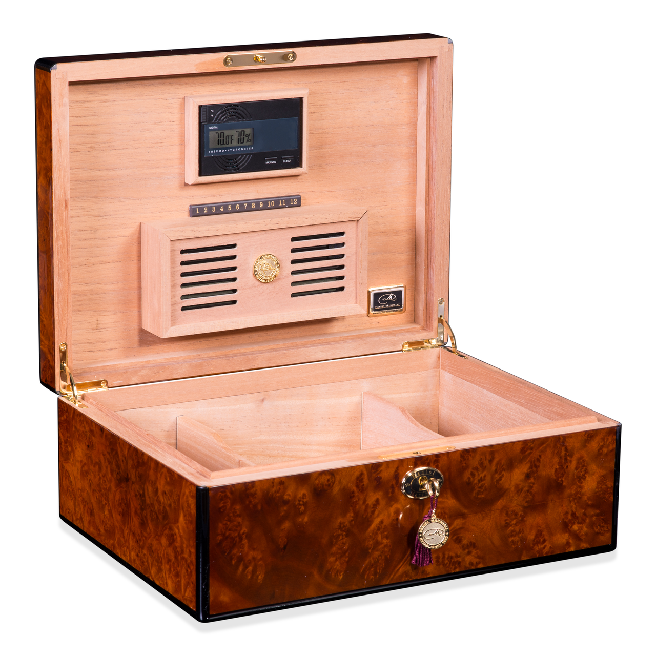 Daniel Marshall 30125 Signature Series 125-Cigar Humidor - Precious Burl Wood (30125.3)