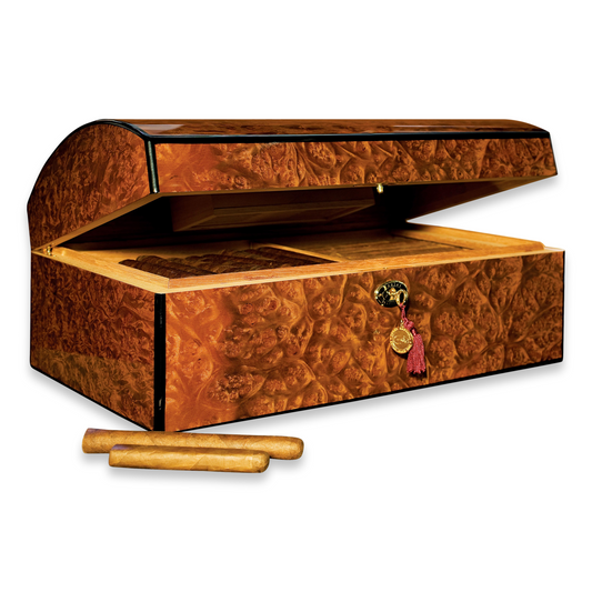 Daniel Marshall 10085 Limited Edition Treasure Chest 150-Cigar Humidor - Precious Burl Wood