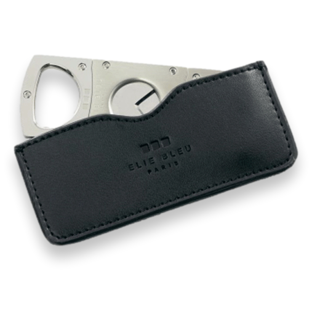 Elie Bleu Black Leather Cigar Cutter Case