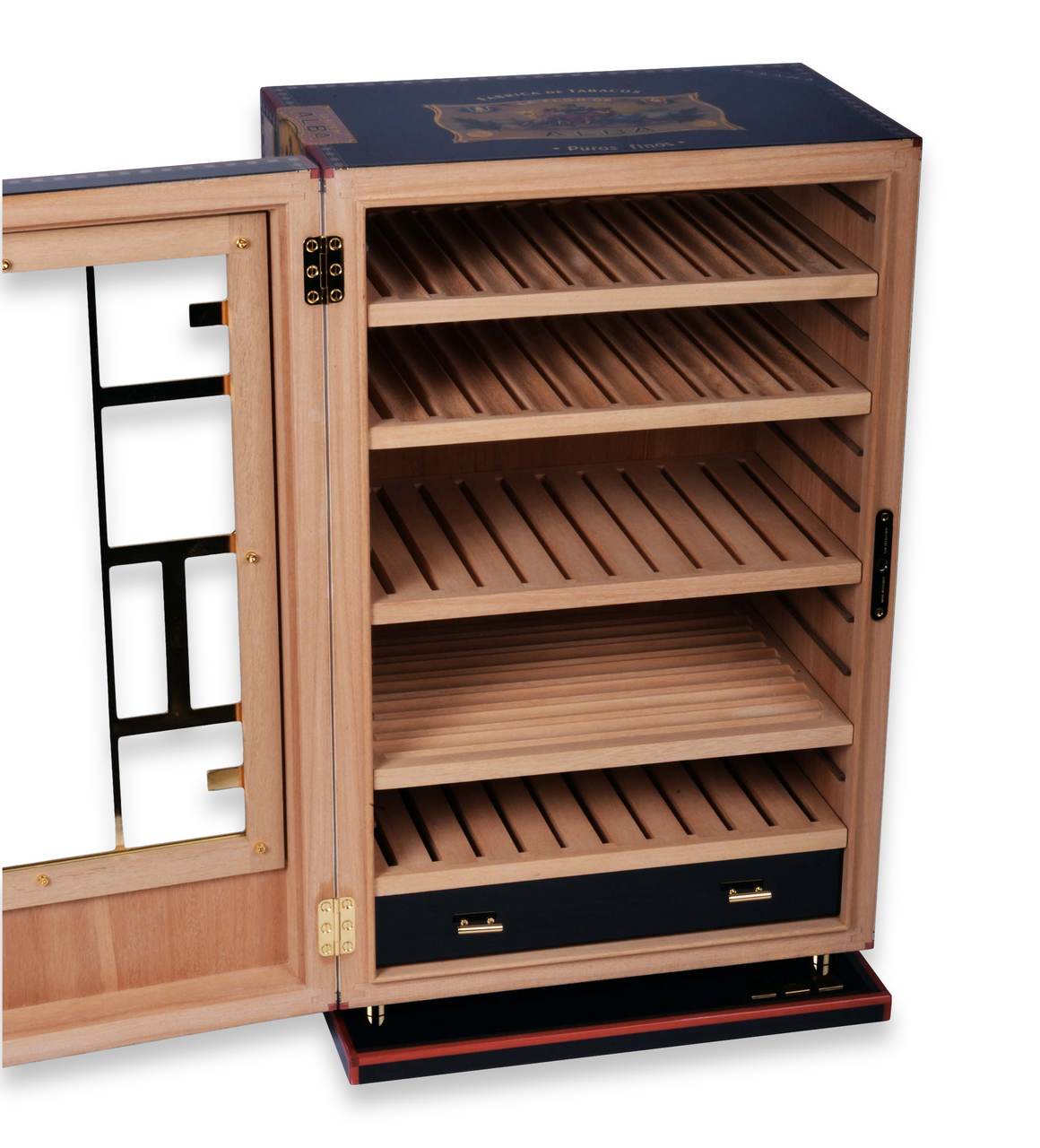 Elie Bleu Alba 150-Cigar Cabinet Humidor - Black - Interior