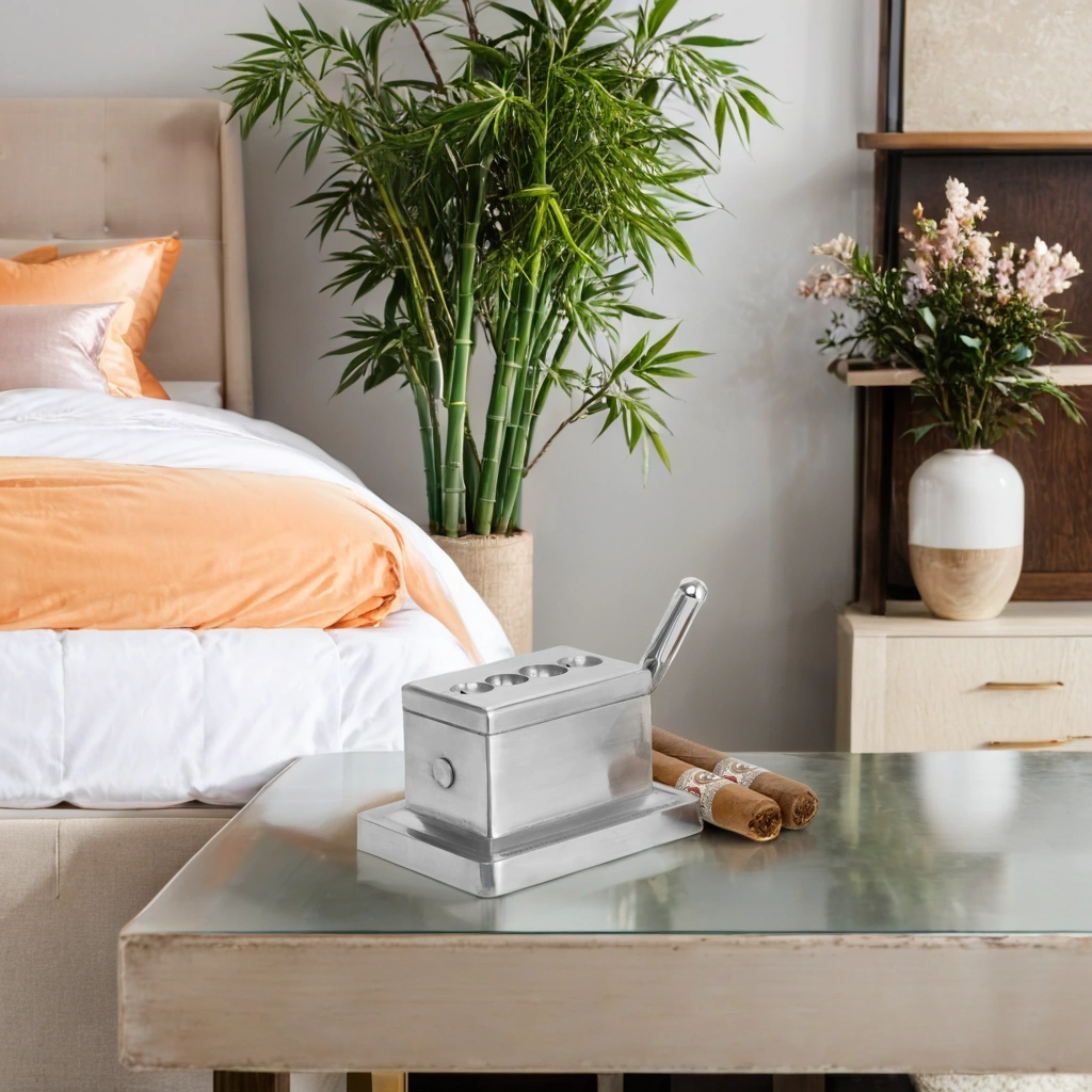 Quality Importers 60 Ring Gauge Stainless Steel Table Top Cigar Cutter - Lifestyle