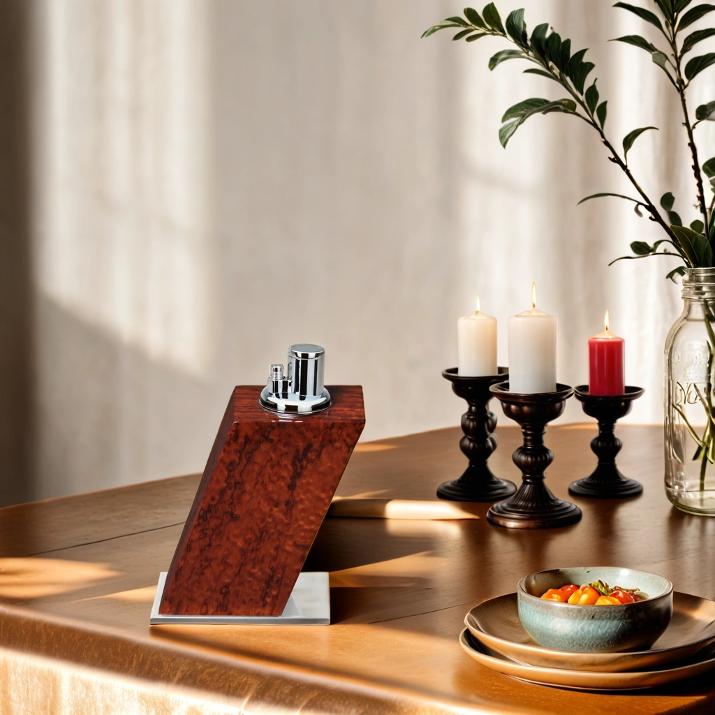 Elie Bleu Bubinga Classic Wood Torch Flame Triple Jet Tabletop Cigar Lighter - Lifestyle