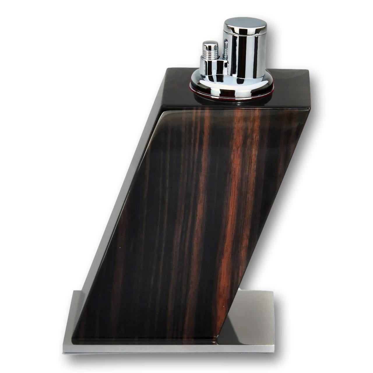 Elie Bleu Macassar Ebony Classic Wood Torch Flame Triple Jet Tabletop Cigar Lighter - Main Image