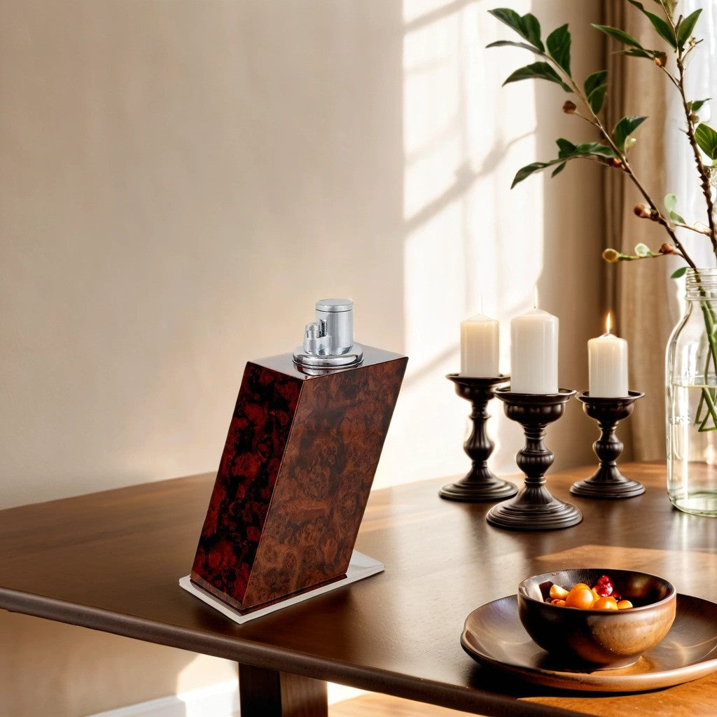 Elie Bleu Walnut Burl Classic Wood Torch Flame Triple Jet Tabletop Cigar Lighter - Lifestyle