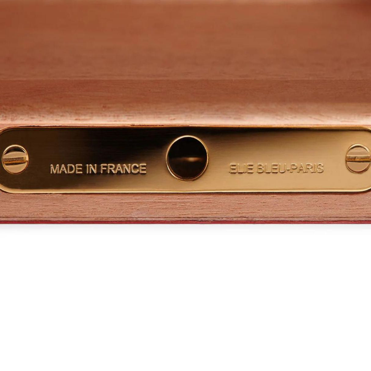 Elie Bleu Classic Wood Figured Bubinga 110-Cigar Desktop Humidor - Plate Details