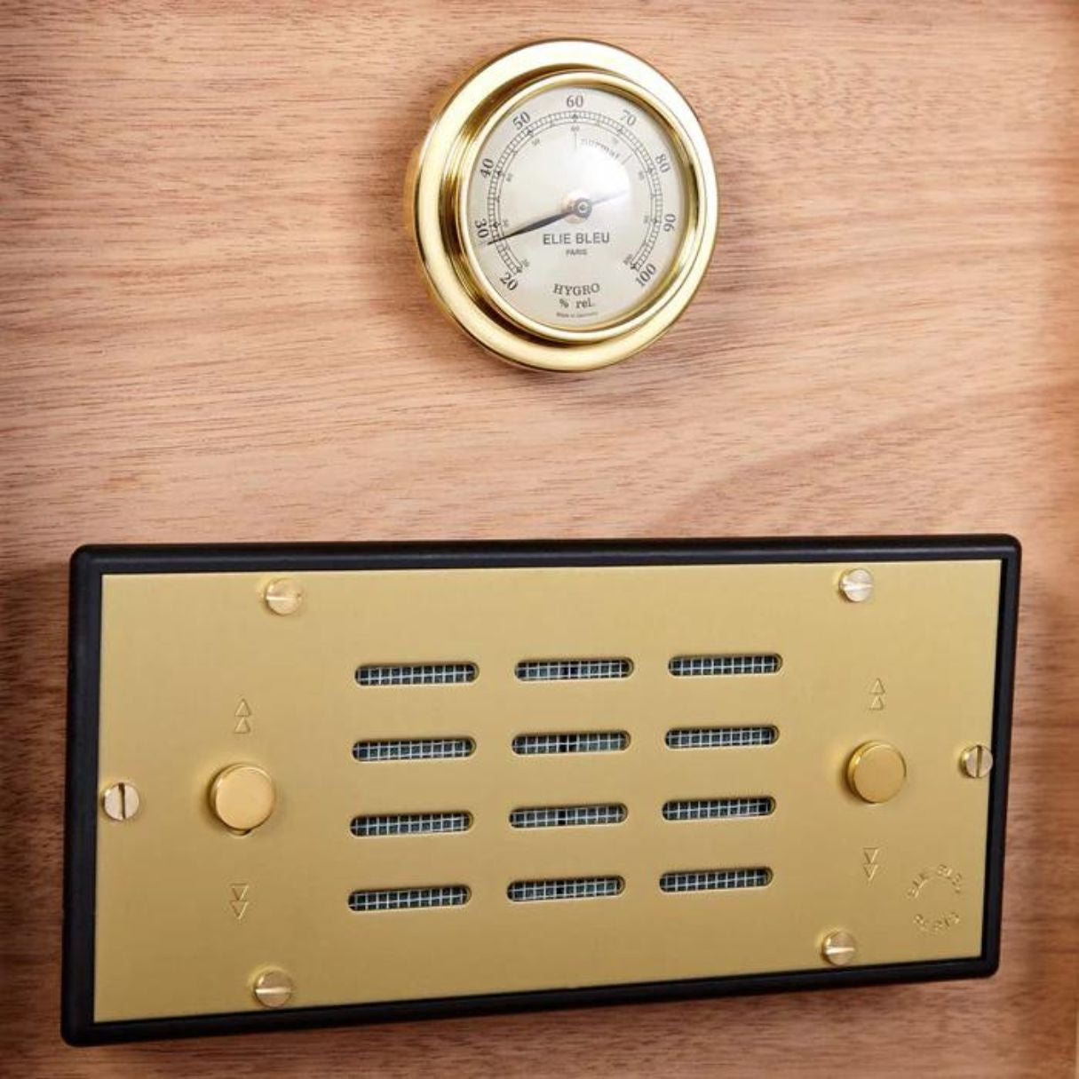Elie Bleu Royal Ebony Cigar Desktop Humidor - Royal Ebony - Hygrometer