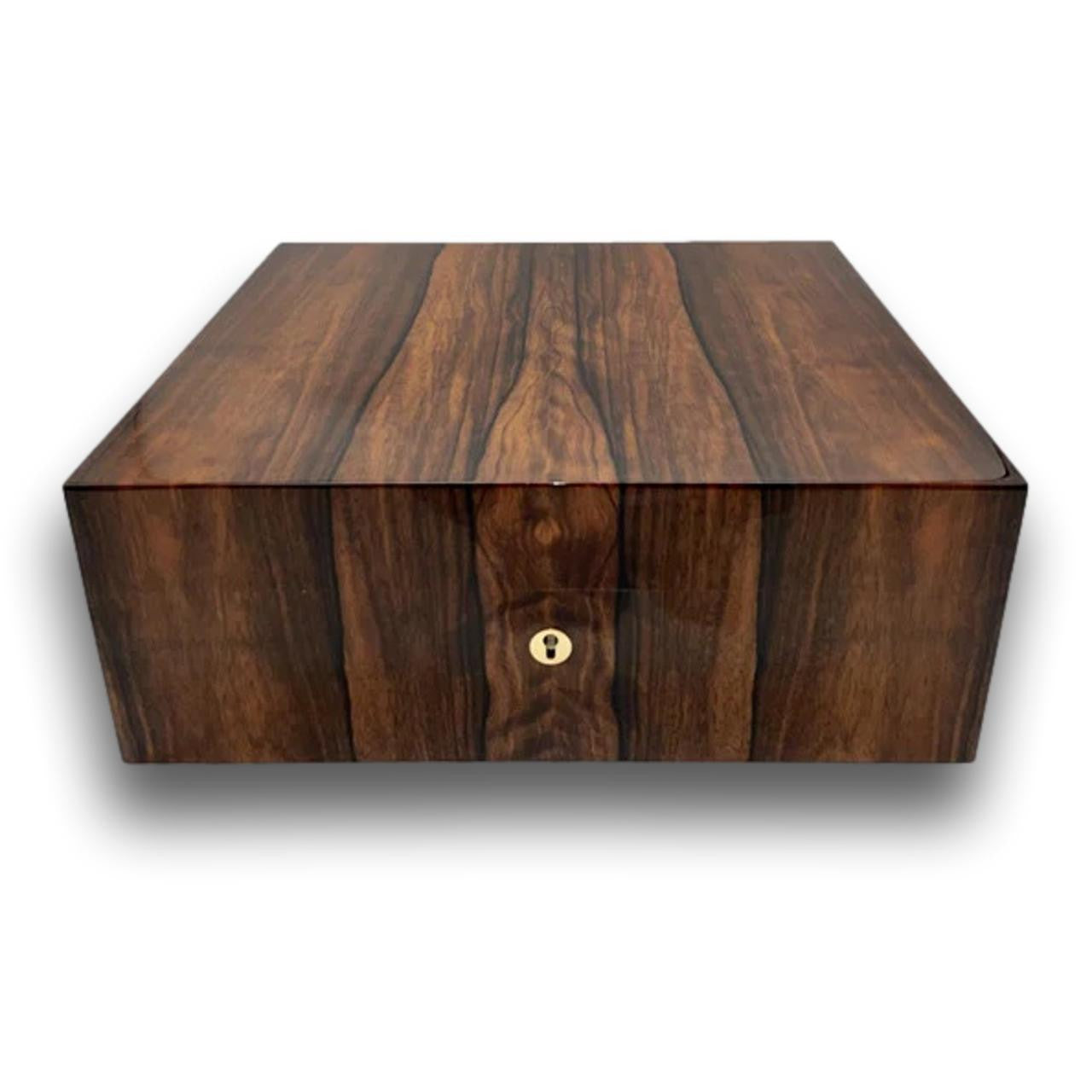 Elie Bleu Classic Wood 75-100-Cigar Desktop Humidor - Green Ebony - Front
