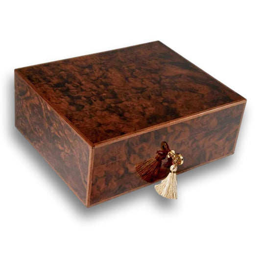 Elie Bleu Classic Wood 50-110-Cigar Desktop Humidor - Walnut Burl - Main Image -Right Facing