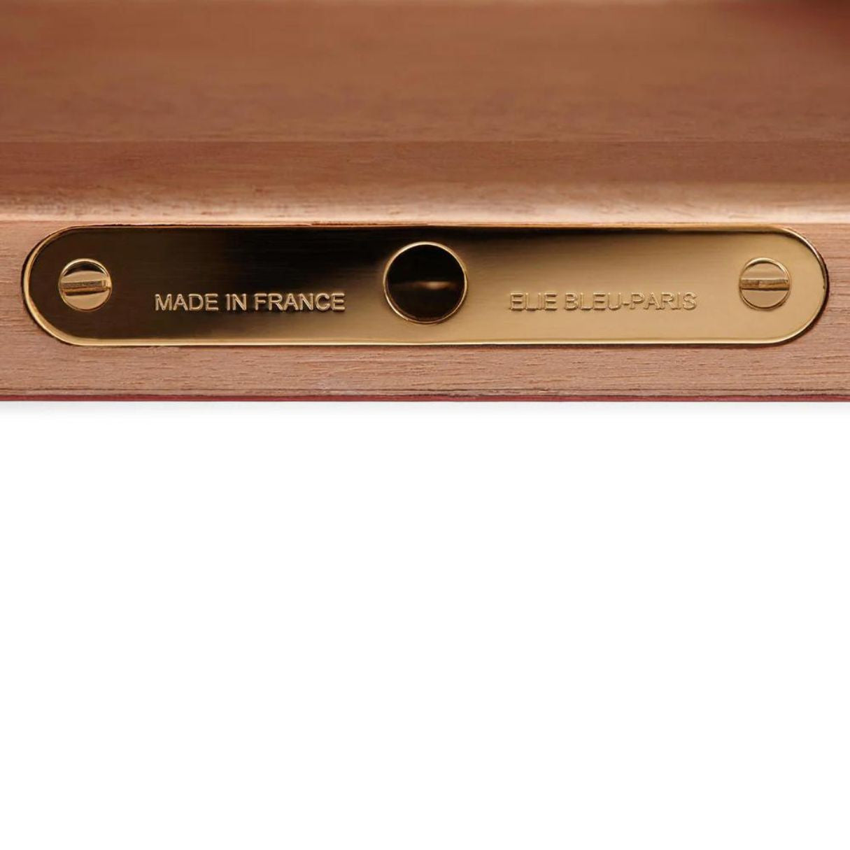 Elie Bleu Classic Wood Cigar Desktop Humidor - Amboyna Burl - Plate Details