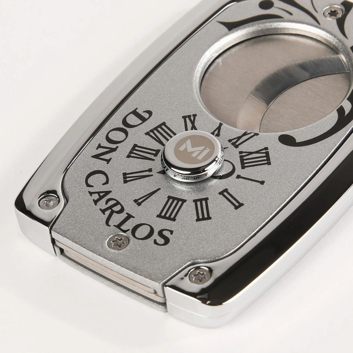 OpusX Society Don Carlos C30 Double Blade Cigar Cutter - Front Design Details
