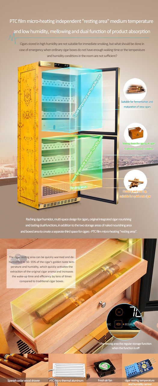 Raching MON3800B Climate Control Black Wood 1,800-Cigar Electric Humidor Specifications