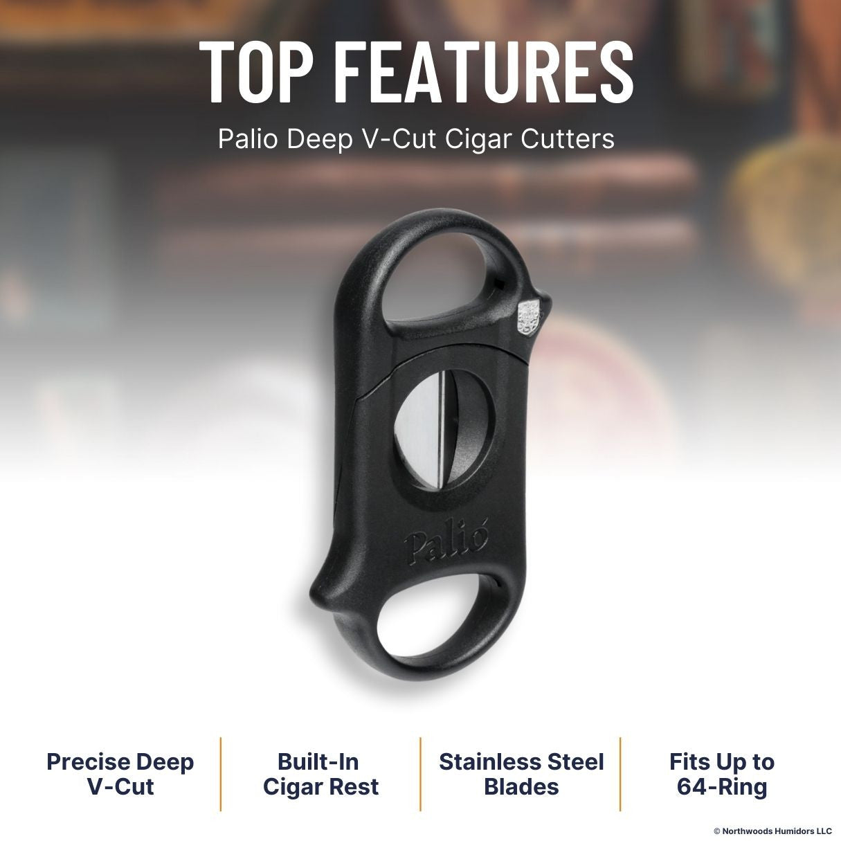 Palio Deep V-Cut Cigar Cutters - Black - Top Features
