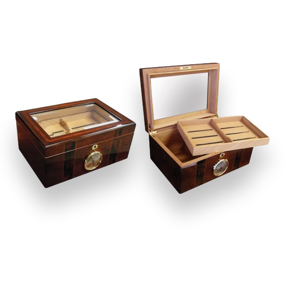 Prestige Ambassador 100-Cigar Desktop Humidor - Exterior Interior Front